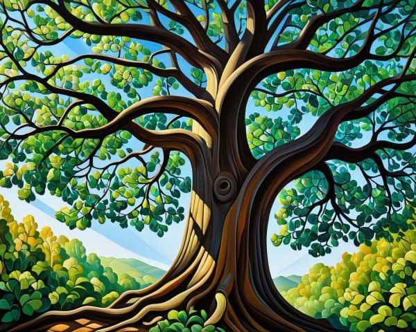 Vibrant Tree with Lush Leaves and Scenic Background