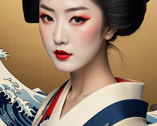 Portrait of a Woman in Traditional Japanese Attire