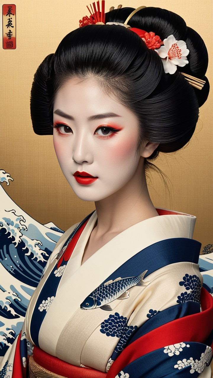 Portrait of a Woman in Traditional Japanese Attire