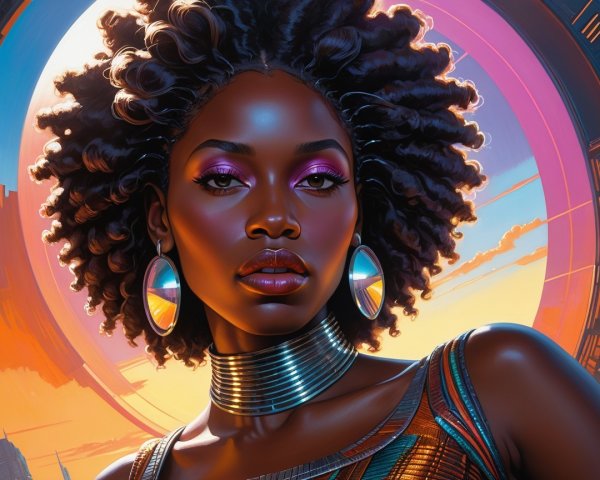 Portrait of a confident woman with curly hair and makeup