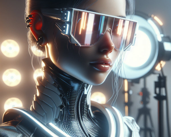 Futuristic Character in High-Tech Outfit and Sunglasses