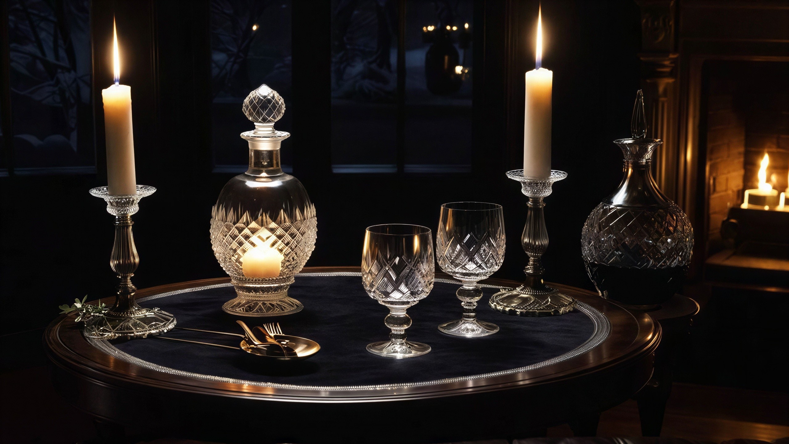 Luxurious Candlelit Dining Table Set for Two
