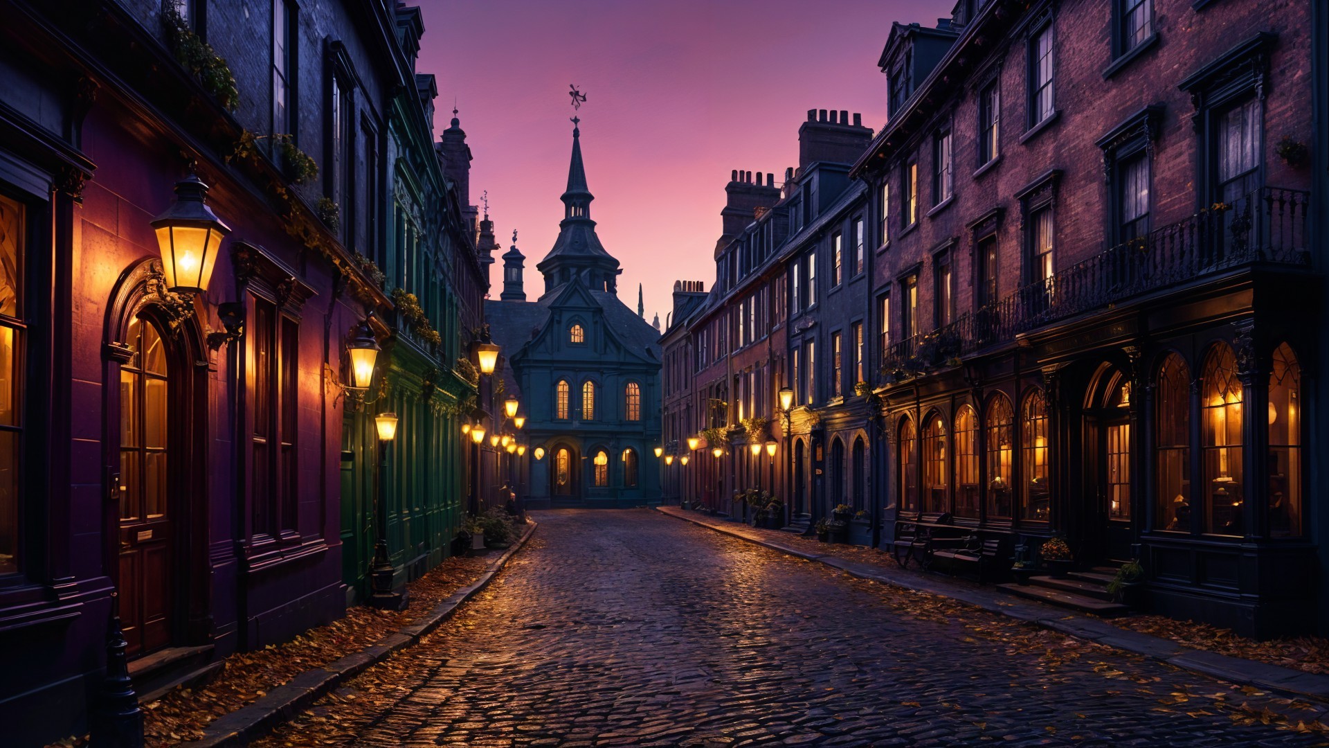 Charming Cobblestone Street with Historic Buildings