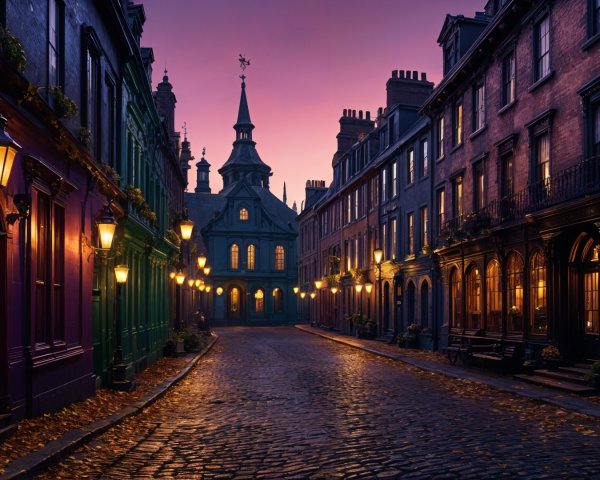 Charming Cobblestone Street with Historic Buildings