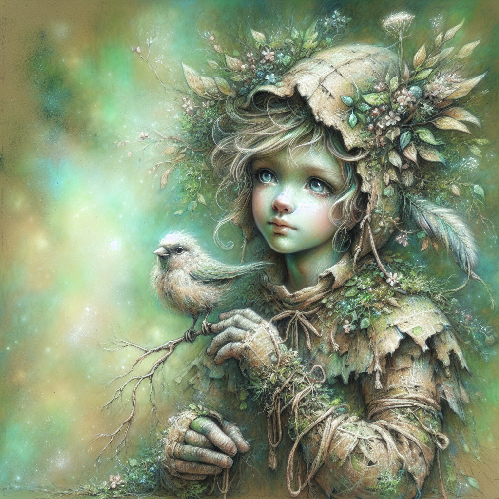 Whimsical Character in Nature-Inspired Attire