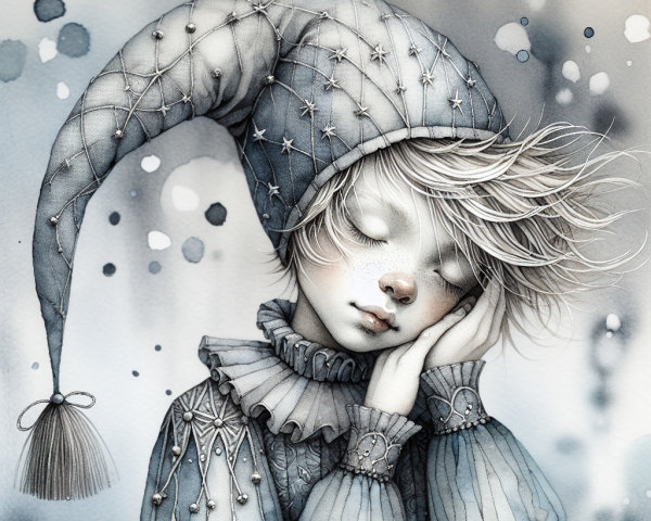 Whimsical Portrait of a Young Figure in Soft Colors