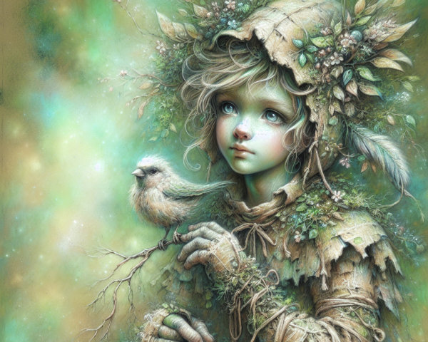 Whimsical Character in Nature-Inspired Attire