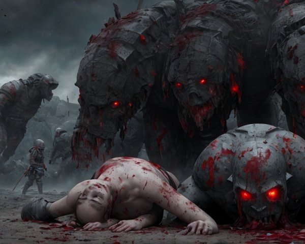 Post-Apocalyptic Landscape with Monstrous Figures