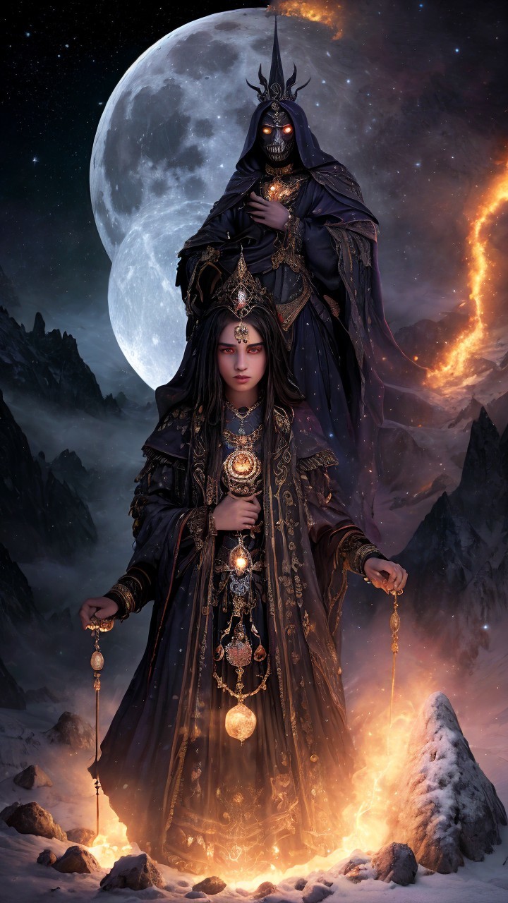 Mystical Landscape with Enchanted Figures and Orbs