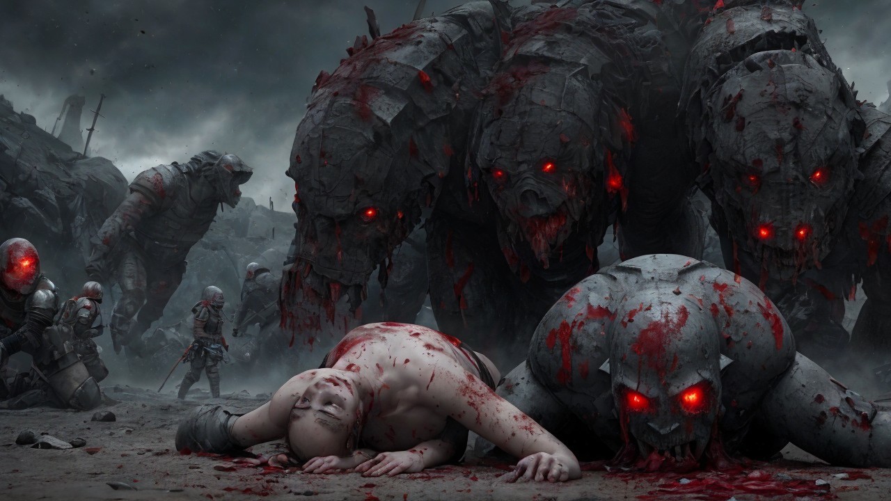 Post-Apocalyptic Landscape with Monstrous Figures