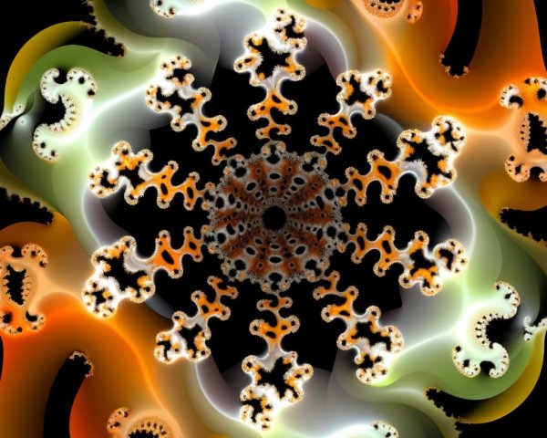 Intricate Fractal Pattern in Vibrant Colors on Black