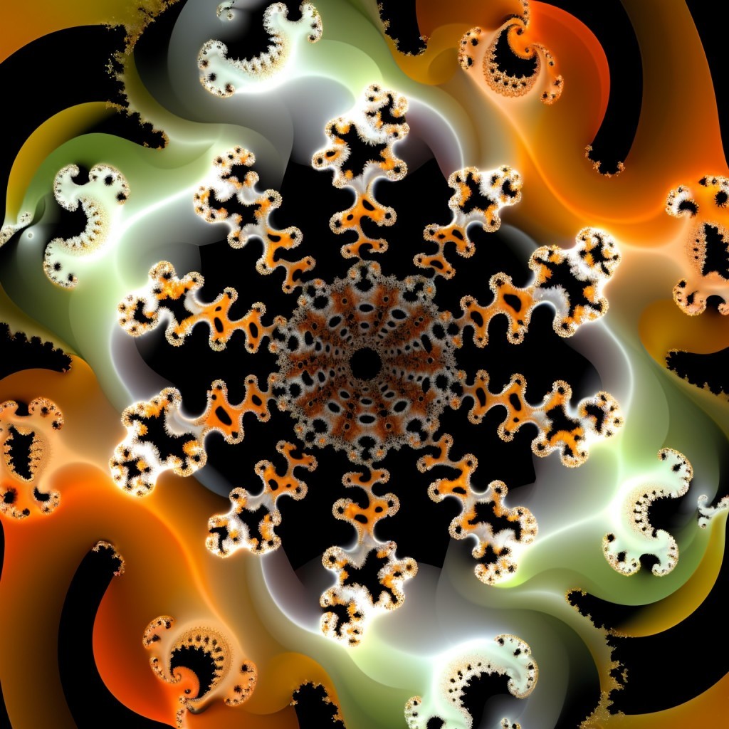Intricate Fractal Pattern in Vibrant Colors on Black