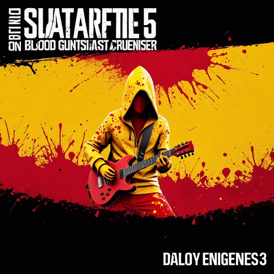 Album Art with Yellow Hoodie, Red Guitar, and Text