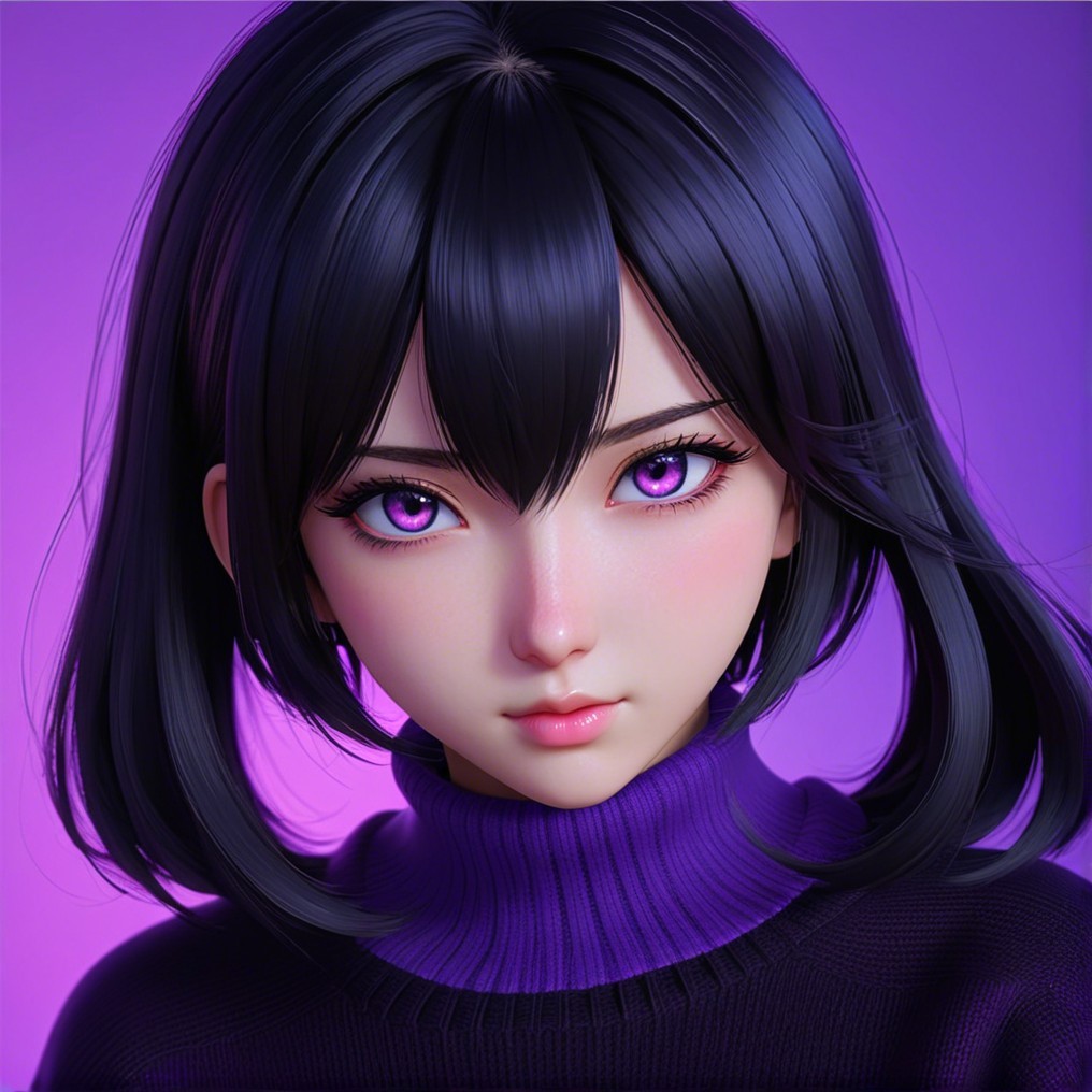 Close-Up Portrait of a Female Character with Purple Eyes
