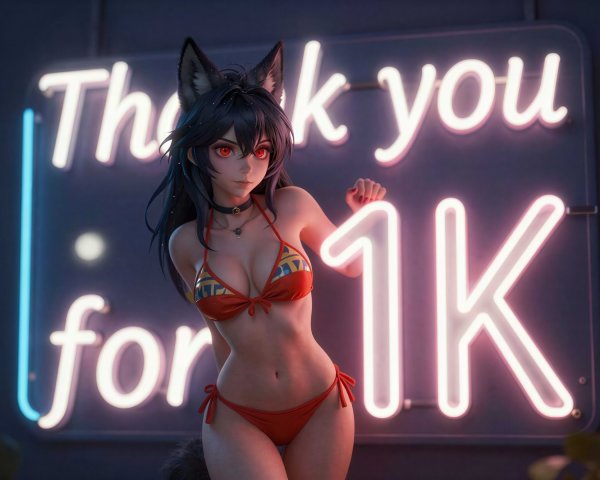 Anime-Style Illustration of Woman in Neon Setting