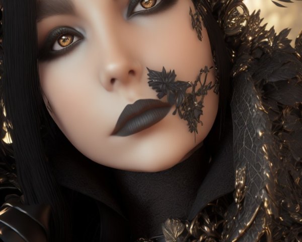 Ethereal Character with Dark Aesthetic and Accessories