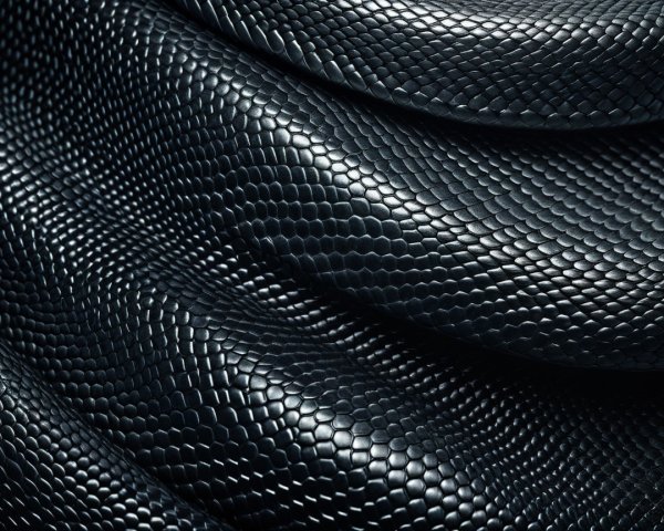 Close-Up of Glossy Black Snake Scales with Highlights