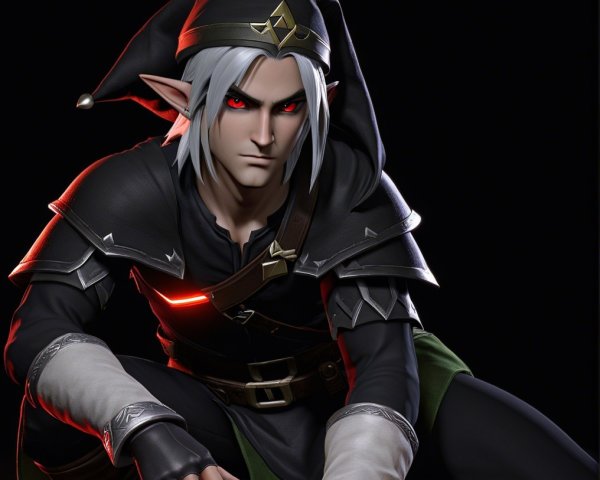 Fantasy Humanoid with Silver Hair and Red Eyes