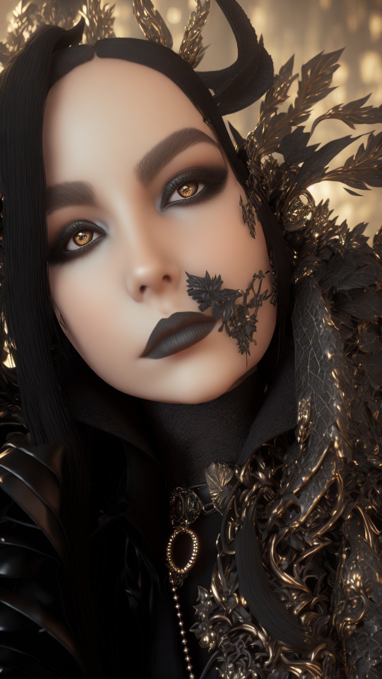 Ethereal Character with Dark Aesthetic and Accessories