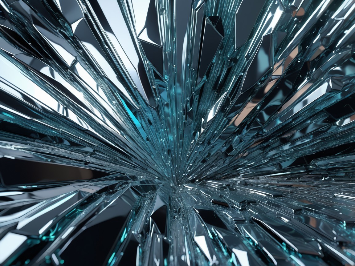 Abstract Image of Reflective Shards in Cool Tones