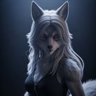 Digital Portrait of a Female Werewolf in Alleyway