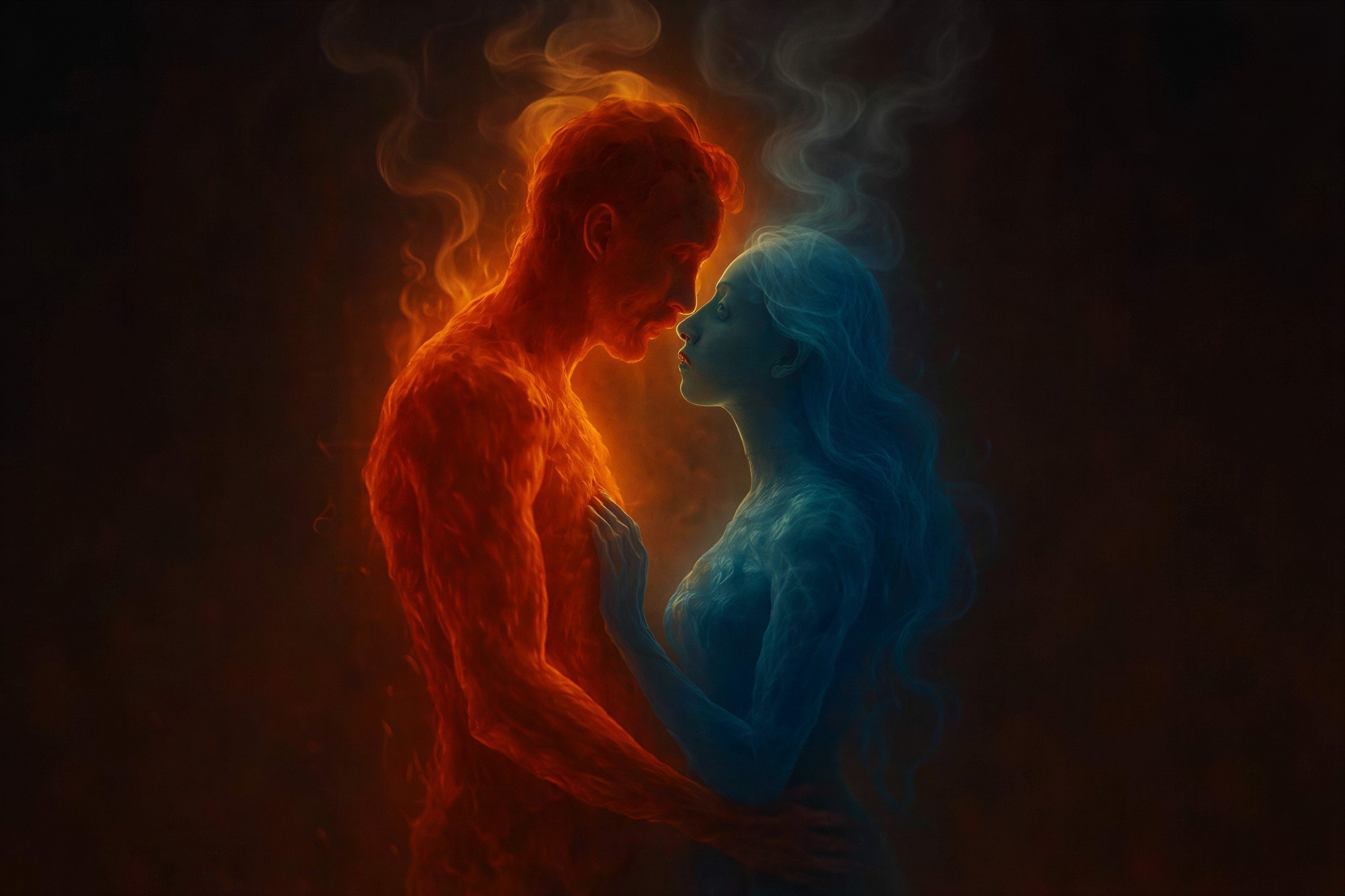 Elemental Figures in High-Angle Full Body Portrait