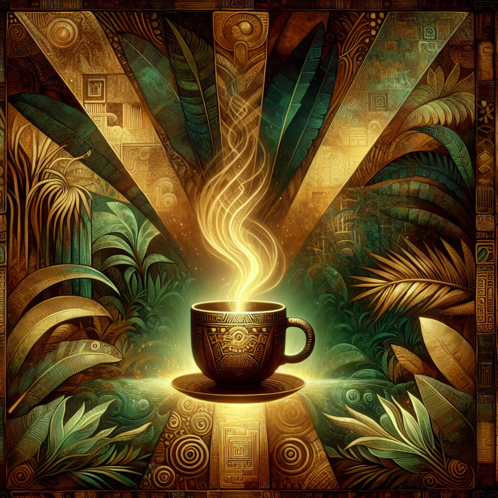 Coffee Cup Surrounded by Greenery and Golden Light
