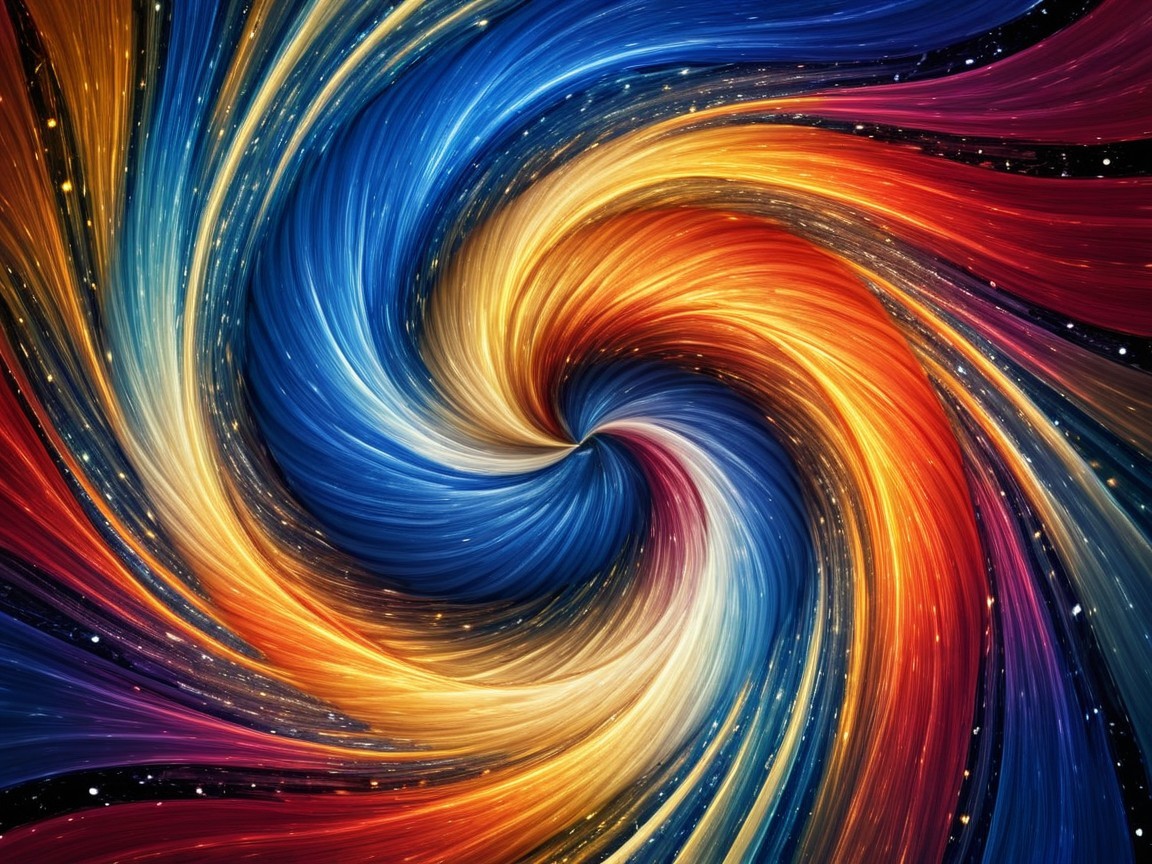 Vibrant abstract swirl of colors forming a vortex