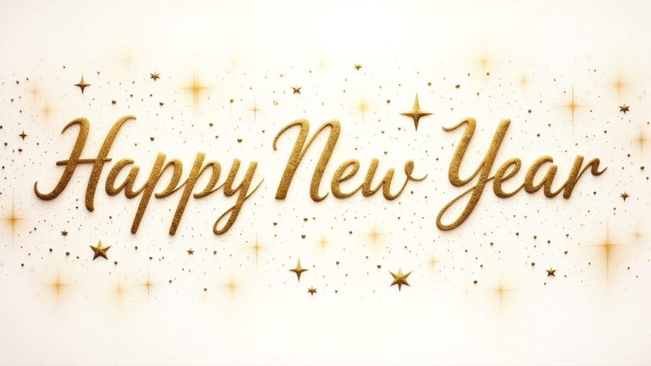 Happy New Year Text Design on White Background