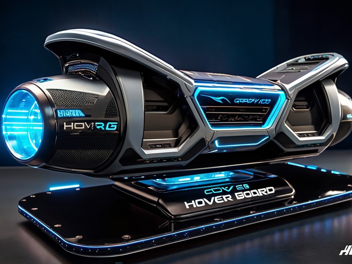 Futuristic Hoverboard with Sleek Design and LED Lights