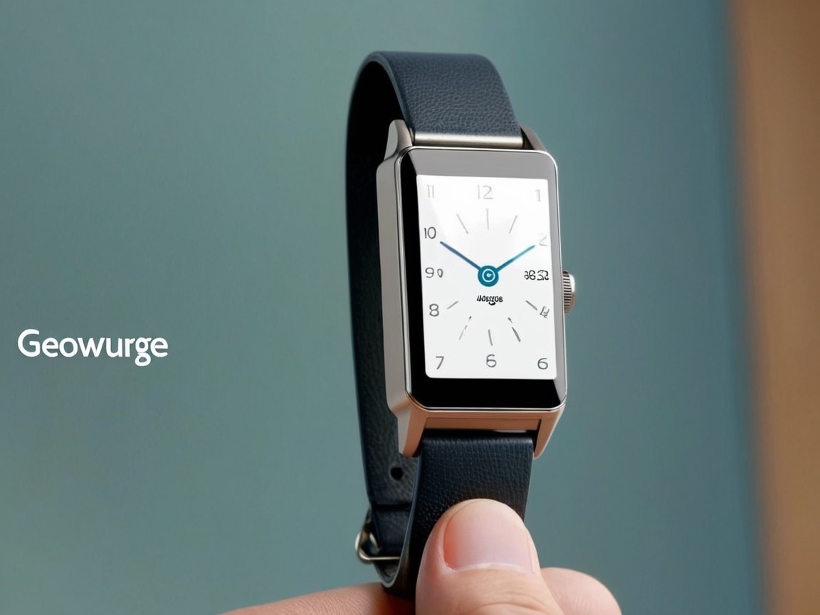 Modern Rectangular Silver Wristwatch with Leather Strap