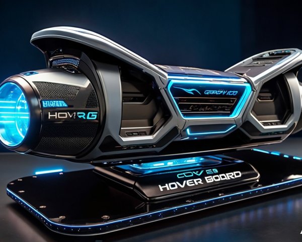 Futuristic Hoverboard with Sleek Design and LED Lights
