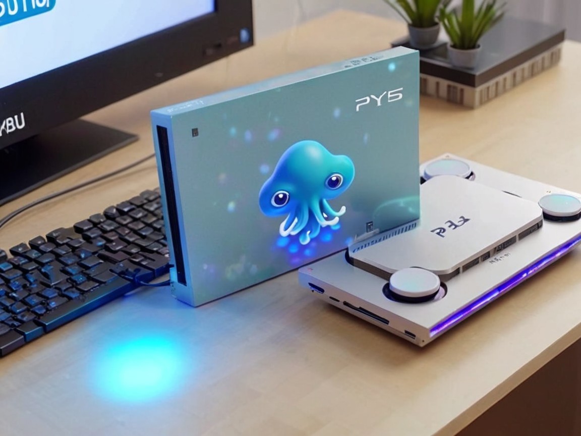 Modern Gaming Setup with Console and Vibrant Accents