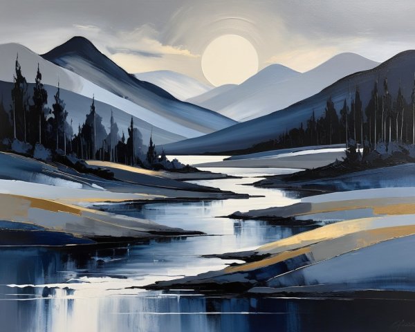 Serene Landscape with Mountains and Gentle River
