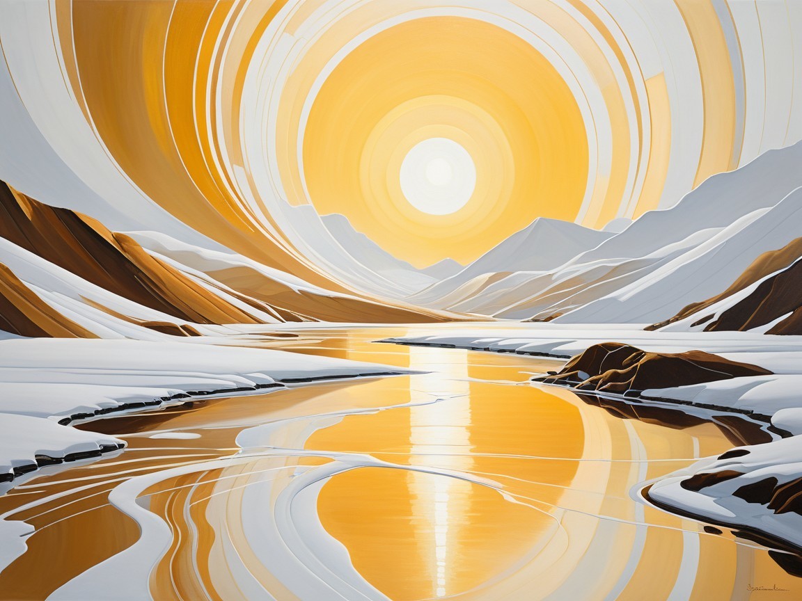 Serene Landscape with River and Snow-Capped Mountains