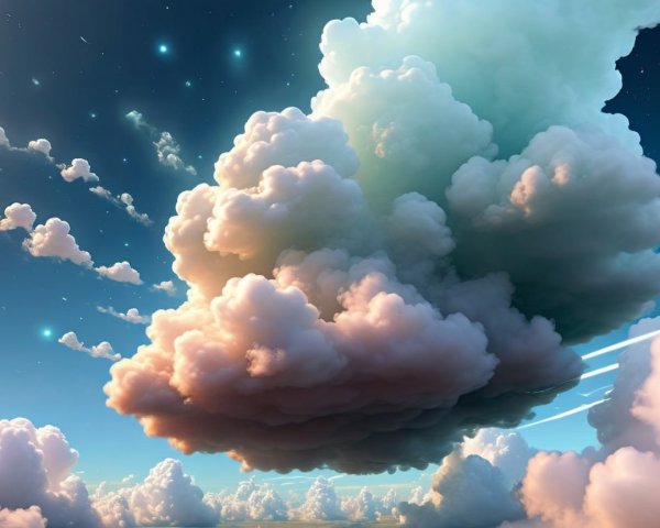 Pastel Clouds and Stars in a Serene Sky Scene