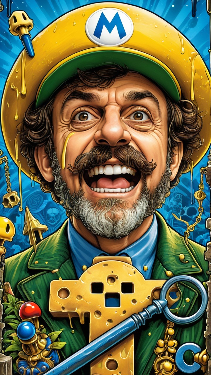 Whimsical Character with Yellow Cap and Colorful Suit