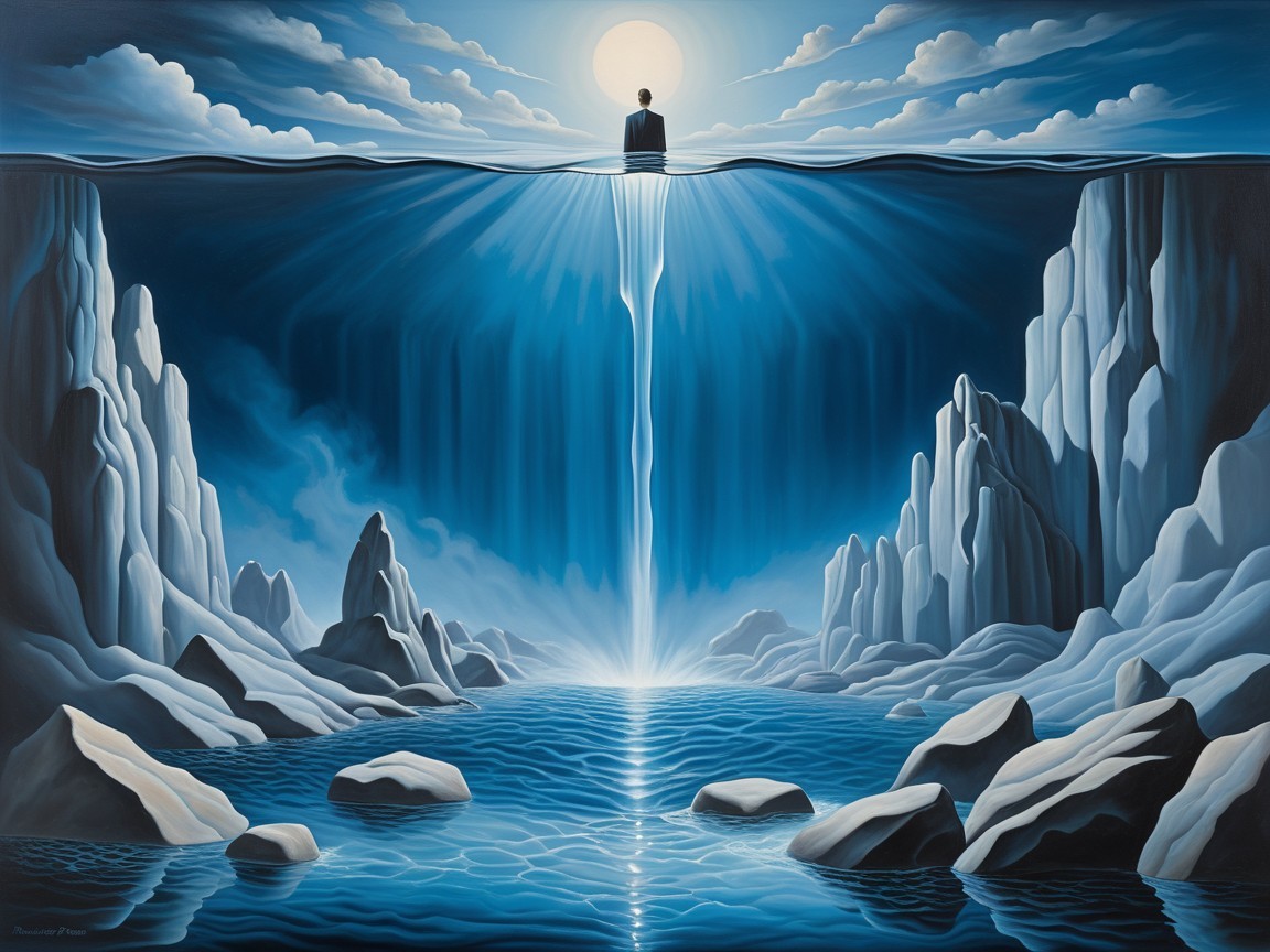 Serene Landscape with Water and Cascading Waterfalls