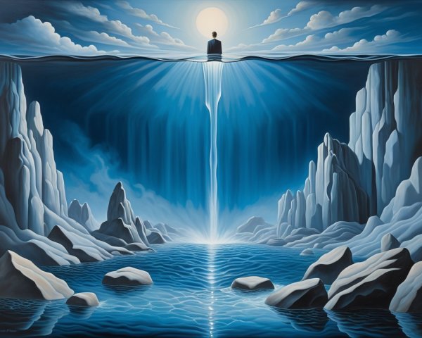 Serene Landscape with Water and Cascading Waterfalls