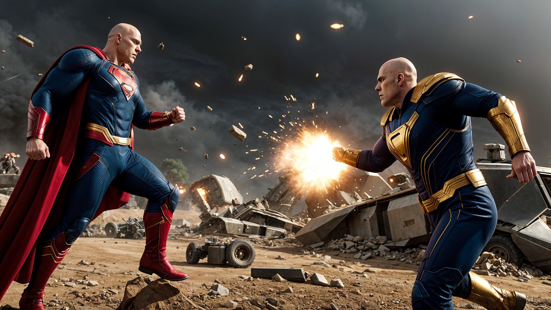 Heroic Clash on a Chaotic Battlefield with Explosions