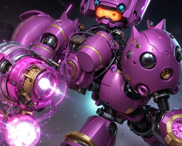 Vibrant Purple Robot with Intricate Mechanical Design