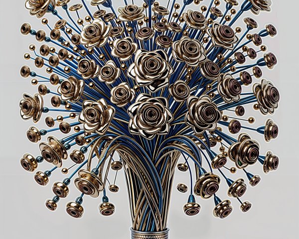 Metallic Bouquet with Gold and Silver Flowers