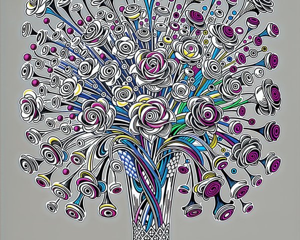 Vibrant Stylized Roses in Bold Colors and Patterns