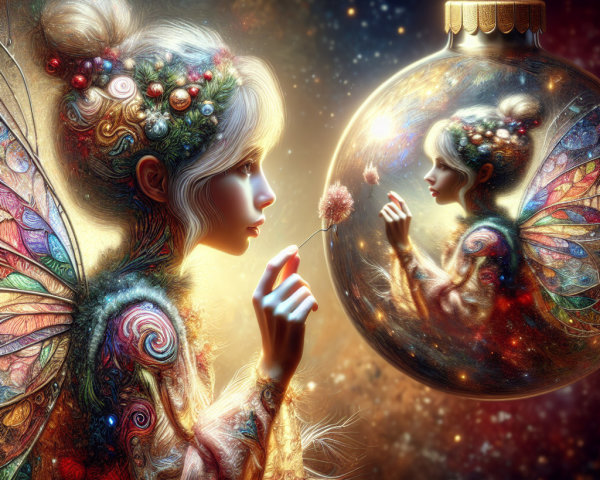 Close-Up of a Christmas Fairy with Colorful Details