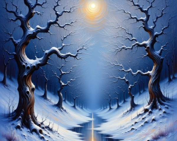 Serene Winter Landscape with Snow-Dusted Trees