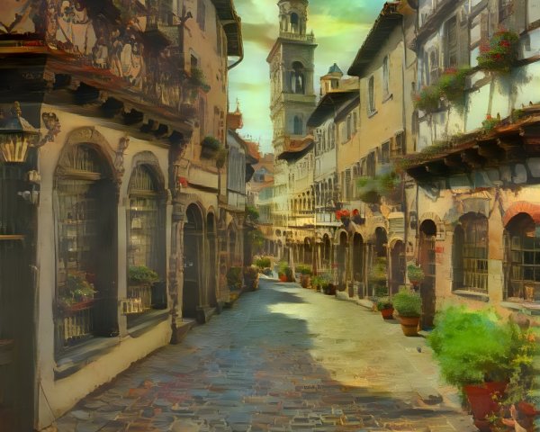 Charming Cobblestone Street in Picturesque Old Town