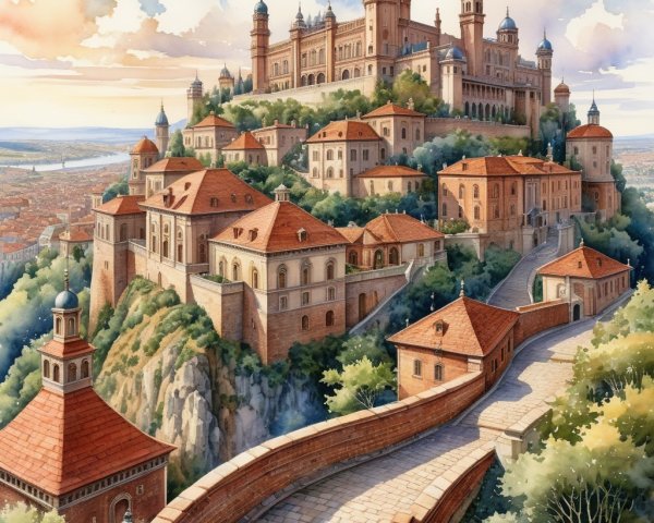 Castle on a Hill Surrounded by Scenic Landscapes