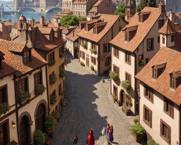 Picturesque Medieval Village with Cobblestone Streets