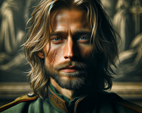 Close-up Portrait of a Rugged Young Man in Uniform