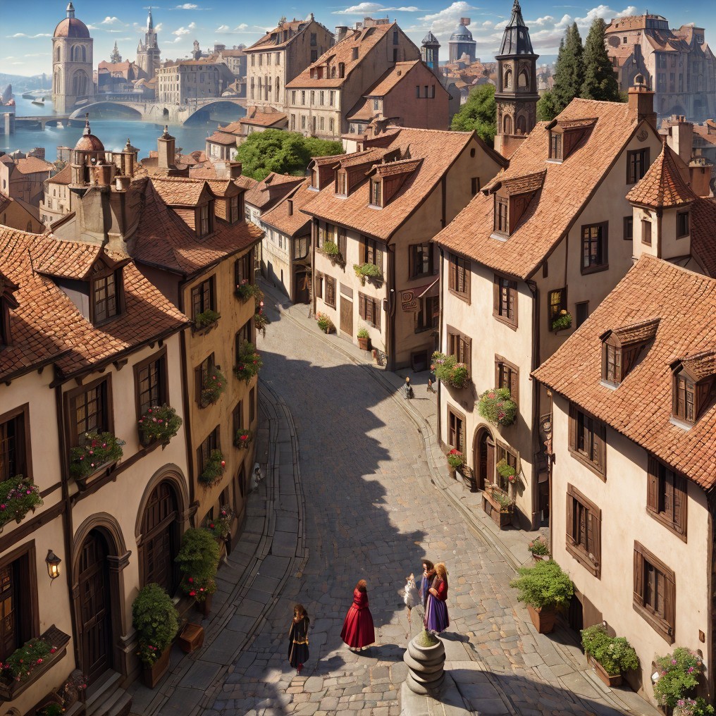 Picturesque Medieval Village with Cobblestone Streets